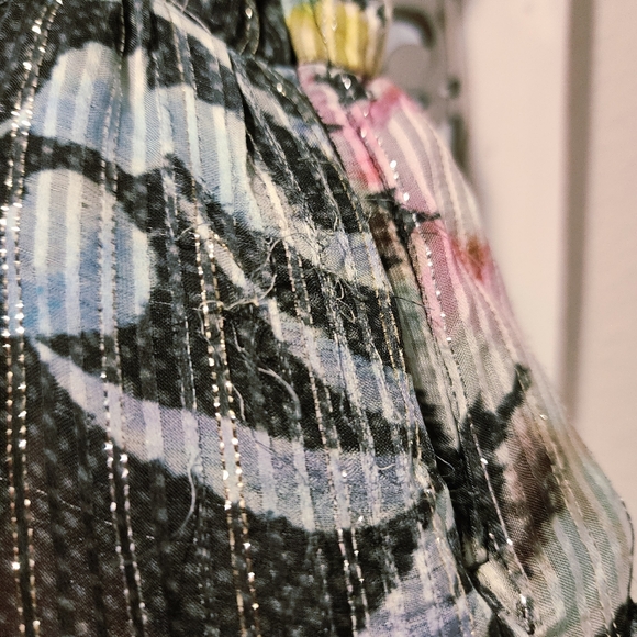 ROCOCO SAND SILK FLORAL TIERED MINI DRESS ADJUSTABLE STRAPS WOMENS MEDIUM - Picture 13 of 16